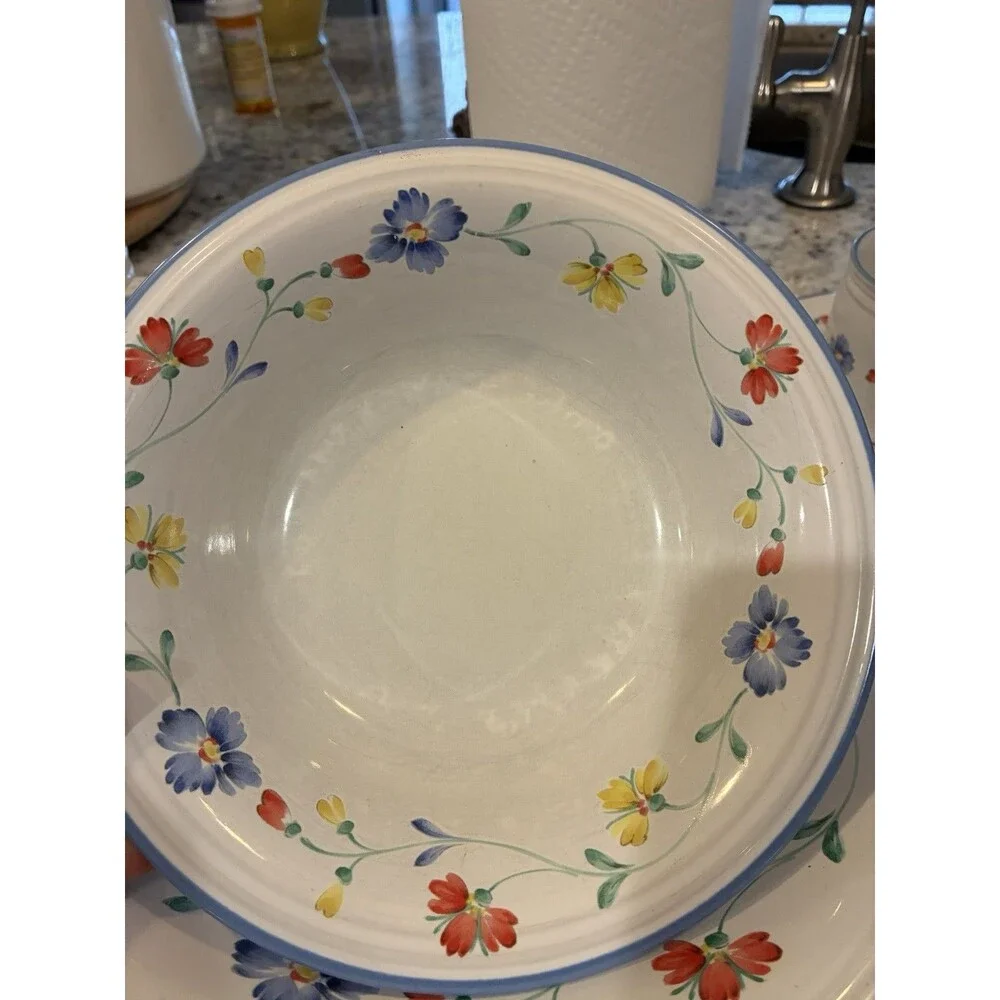 Savoir Vivre Summer Garden Set- Platter, Creamer, Bowls, Saucer Cup Set of 16